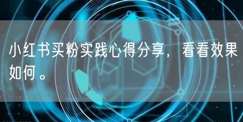 小红书买粉实践心得分享，看看效果如何。