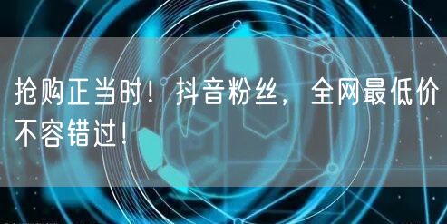 抢购正当时！抖音粉丝，全网最低价不容错过！